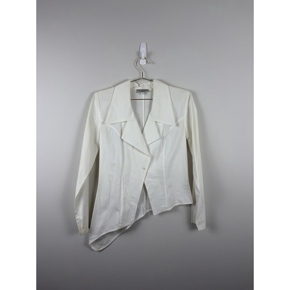 Ivan Grundahl Asymmetrical White Copenhagen Blouse Top SZ 40 * Flaw*